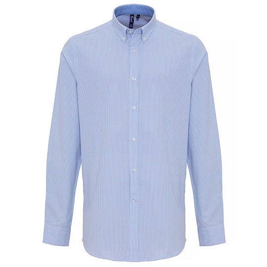 Męska koszula oxford w paski PW238 - White & Oxford Blue