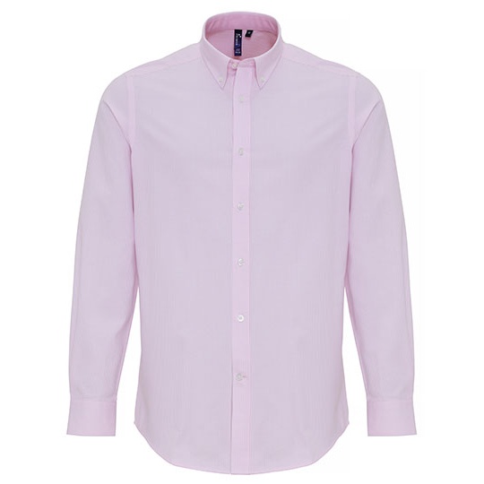 Męska koszula Oxford w paski PW238 - White & Pink (ca. Pantone 1895C)