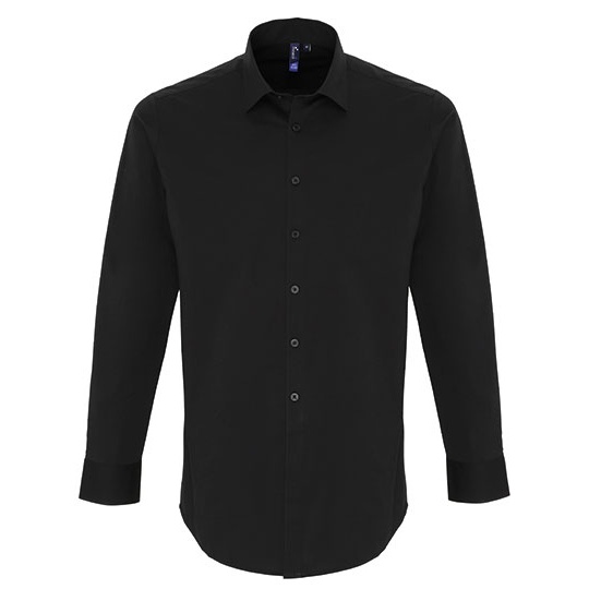 Koszula Meska Slim Popelina Strecz PW244 - Black (ca. Pantone Black C)
