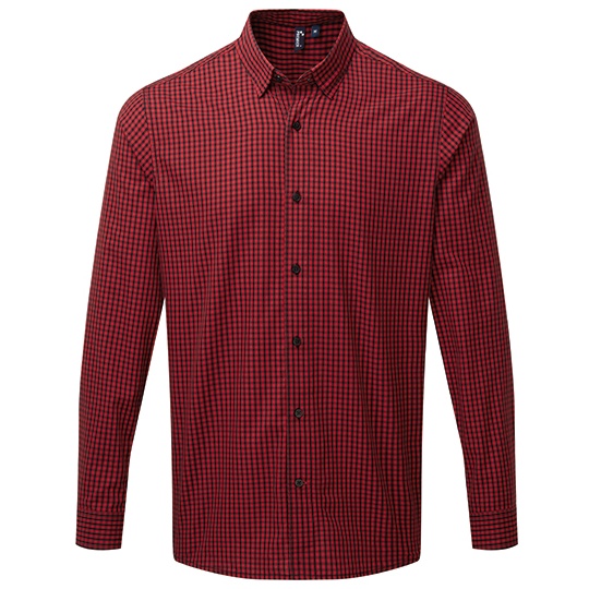 Koszula Meska Slim Poliester Bawelna Latwa w Pielegnacji PW252 - Black (ca. Pantone Black C) & Red (ca. Pantone 201C)