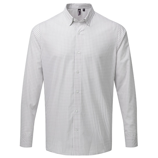 Koszula Męska Slim Poliester Bawełna Łatwa w Pielęgnacji PW252 - Silver (ca. Pantone 429C) & White