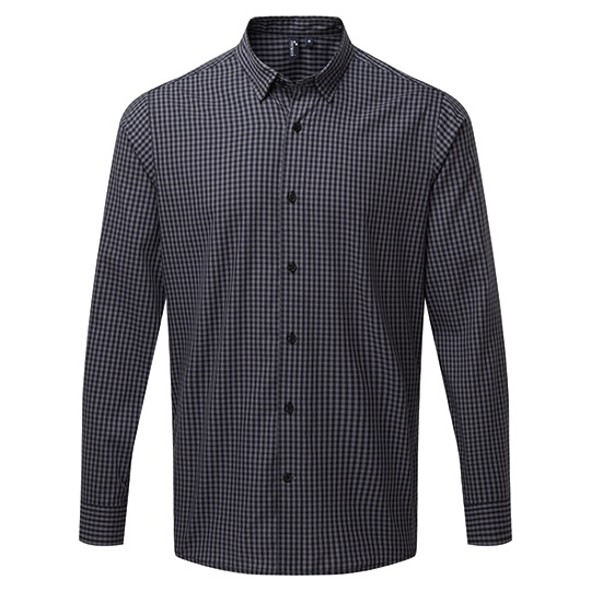 Męska koszula slim PW252 - Steel (ca. Pantone 431C) & Black (ca. Pantone Black C)