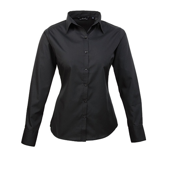 Koszula Damska Klasyczna Popelinowa Latwa Pielegnacja PW300 - Black (ca. Pantone Black C)