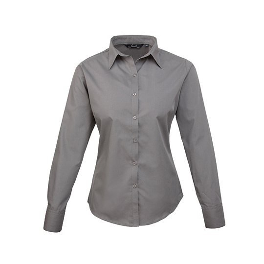 Koszula Damska Klasyczna Popelinowa Latwa Pielegnacja PW300 - Dark Grey