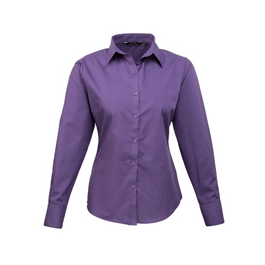 Damska koszula z długim rękawem klasyczna PW300 - Purple