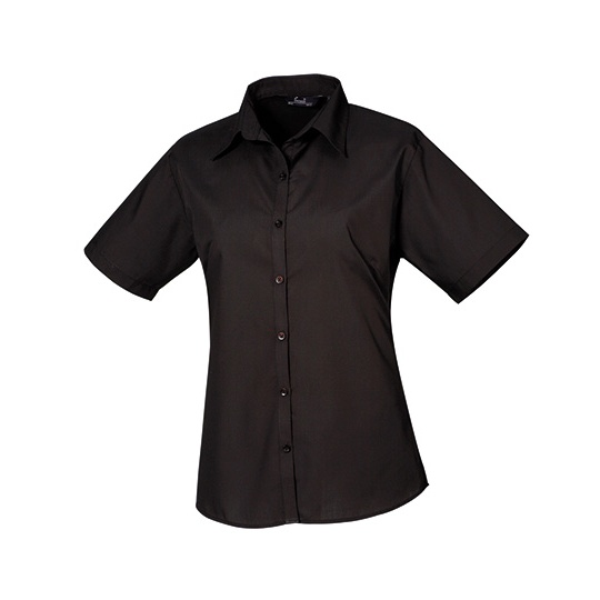 Bluzka Damska Dopasowana Popelina Latwa w Pielegnacji PW302 - Black (ca. Pantone Black C)