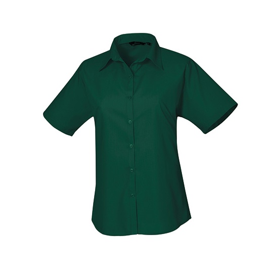 Bluzka Damska Dopasowana Popelina Latwa w Pielegnacji PW302 - Bottle Green