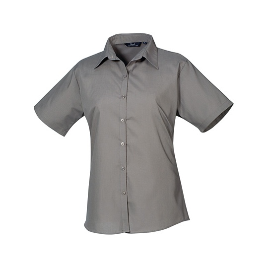 Bluzka Damska Dopasowana Popelina Latwa w Pielegnacji PW302 - Dark Grey