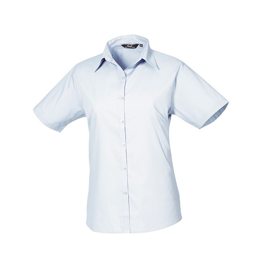 Bluzka Damska Dopasowana Popelina Latwa w Pielegnacji PW302 - Light Blue (ca. Pantone 2717C)