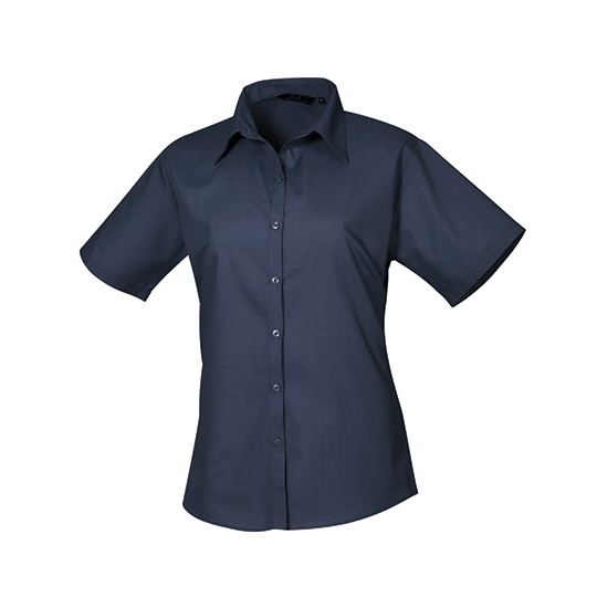 Bluzka Damska Dopasowana Popelina Latwa w Pielegnacji PW302 - Navy (ca. Pantone 2378C)