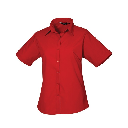 Bluzka Damska Dopasowana Popelina Latwa w Pielegnacji PW302 - Red