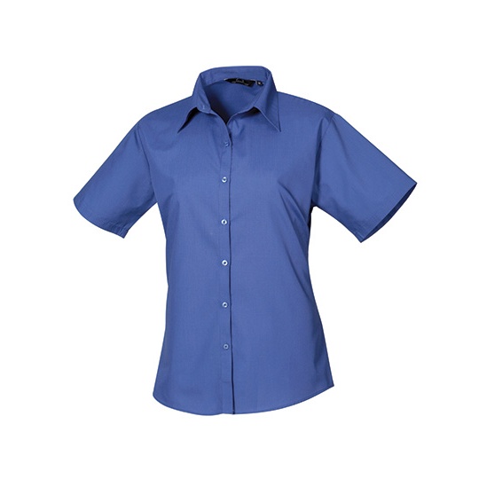 Bluzka Damska Dopasowana Popelina Latwa w Pielegnacji PW302 - Royal (ca. Pantone 7686C)