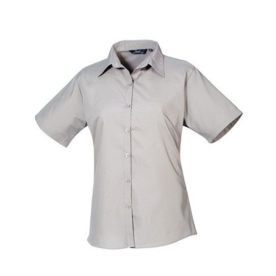 Bluzka Damska Dopasowana Popelina Latwa w Pielegnacji PW302 - Silver (ca. Pantone Cool Gray 7C)