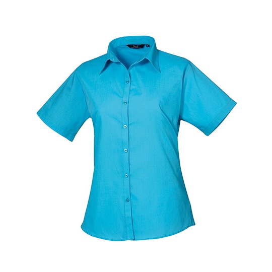 Bluzka Damska Dopasowana Popelina Latwa w Pielegnacji PW302 - Turquoise (ca. Pantone 7703C)