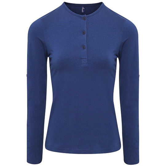 Koszulka damska z podwijanymi rękawami PW318 - Indigo (ca. Pantone 534C)