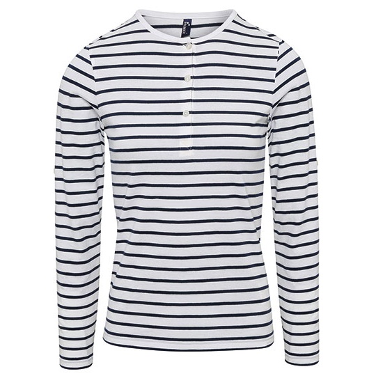 Koszulka damska z podwijanymi rękawami PW318 - White & Navy