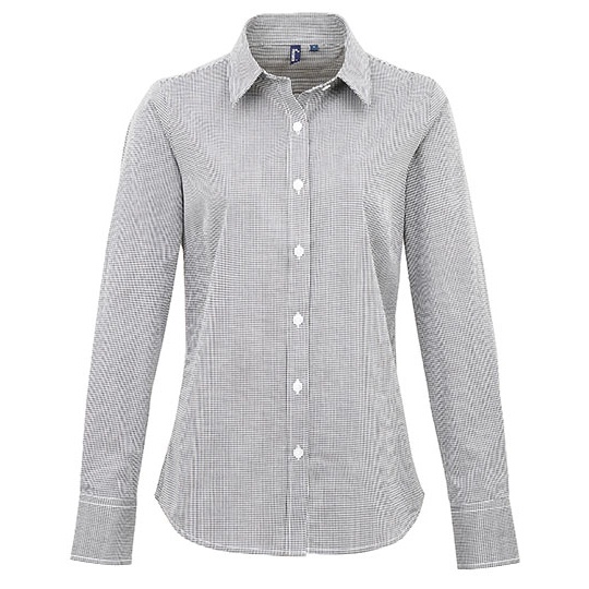 Koszula Damska Slim Fit Popelina Bawelniana PW320 - Black (ca. Pantone Black C) & White