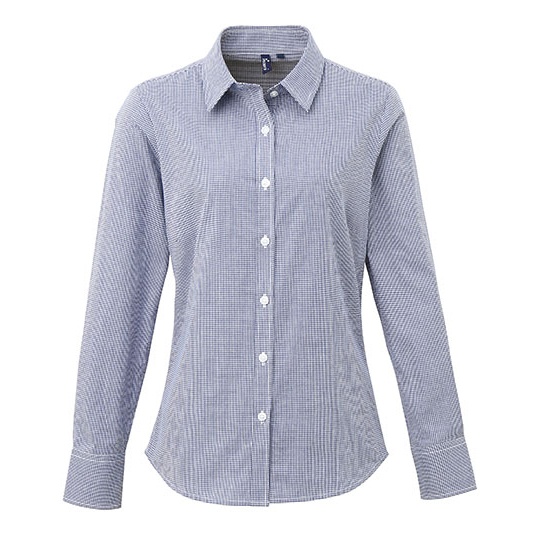 Koszula Damska Slim Fit Popelina Bawelniana PW320 - Navy (ca. Pantone 2766C) & White