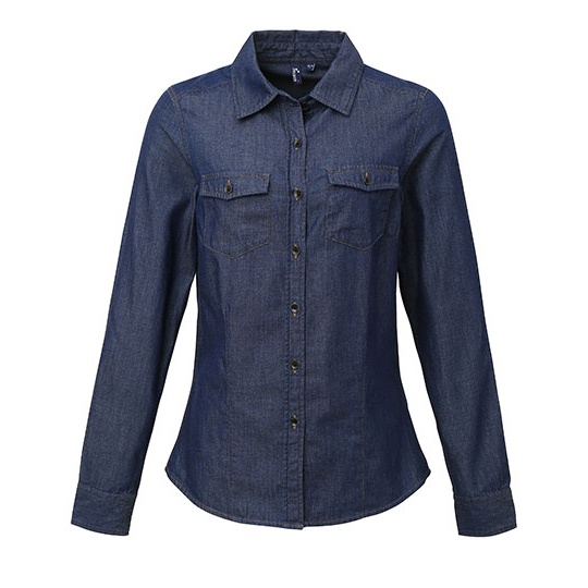 Koszula Klasyczna Jeansowa Bawelniana PW322 - Indigo Denim (ca. Pantone 2767C)