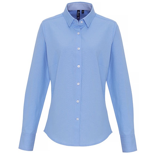 Koszula Damska Slim Fit Oxford Bawelniana PW338 - Oxford Blue (ca. Pantone 7453C)