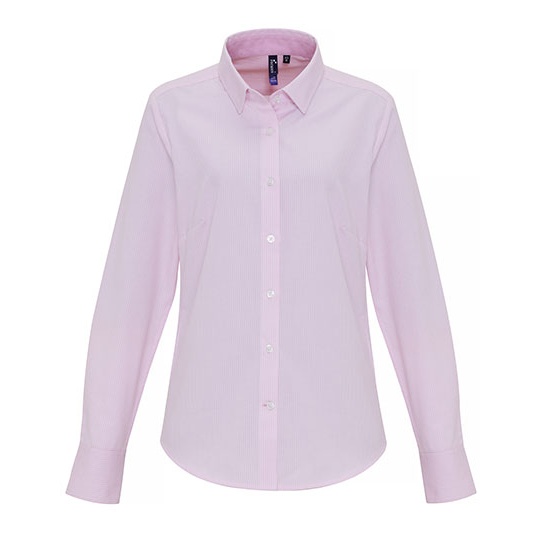 Koszula Damska Slim Fit Oxford Bawełniana PW338 - Pink (ca. Pantone 1895C)