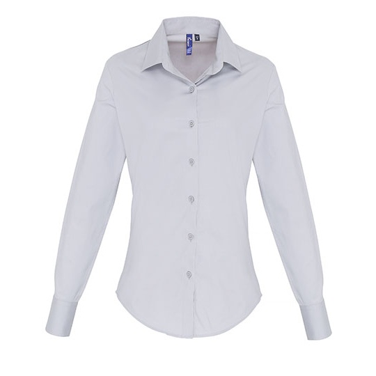 Koszula Damska Dopasowana Bawelna Elastan PW344 - Silver (ca. Pantone 428C)