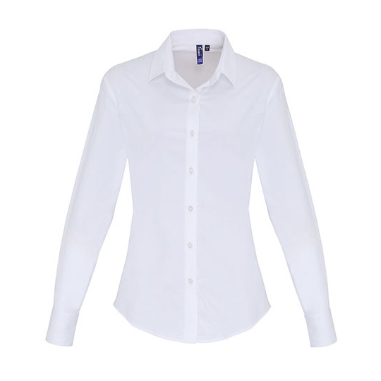 Koszula Damska Dopasowana Bawelna Elastan PW344 - White