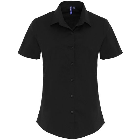 Koszula Damska Slim Fit Popelinowa Elastyczna PW346 - Black (ca. Pantone Black C)