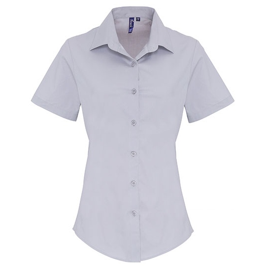 Koszula Damska Slim Fit Popelinowa Elastyczna PW346 - Silver (ca. Pantone 428C)