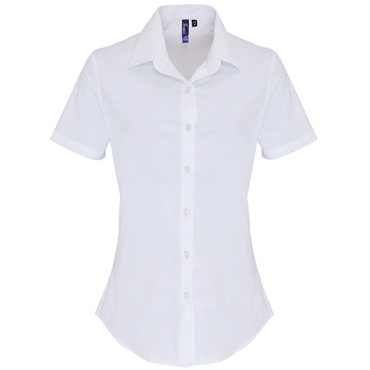Koszula Damska Slim Fit Popelinowa Elastyczna PW346 - White