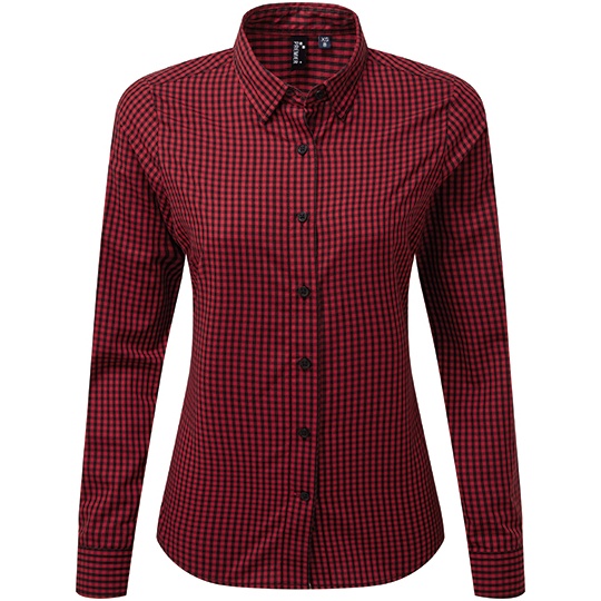 Koszula Damska Slim W Krate PW352 - Black (ca. Pantone Black C) & Red (ca. Pantone 201C)