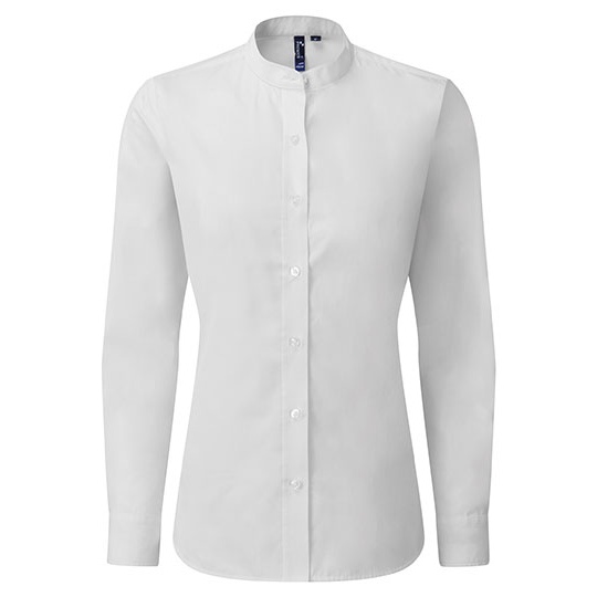 Damska Koszula Grandad Poliester Bawelna PW358 - White