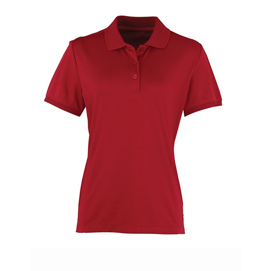 Koszulka Polo Damska Slim Poliester Pika Oddychajaca PW616 - Burgundy (ca. Pantone 216C)
