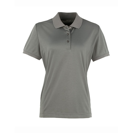 Koszulka Polo Damska Slim Poliester Pika Oddychająca PW616 - Dark Grey (ca. Pantone 431C)