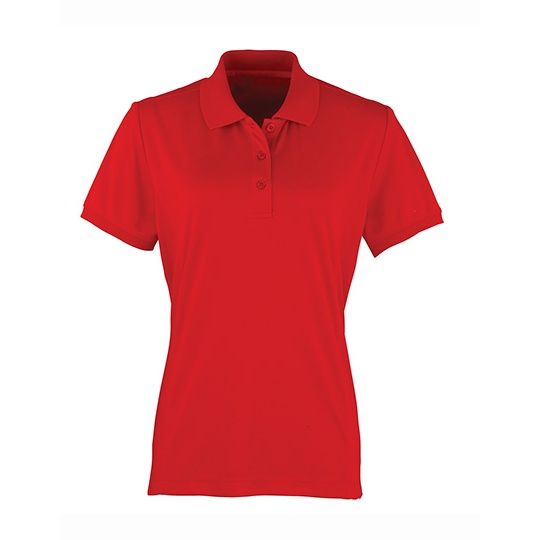 Koszulka Polo Damska Slim Poliester Pika Oddychająca PW616 - Red (ca. Pantone 200C)
