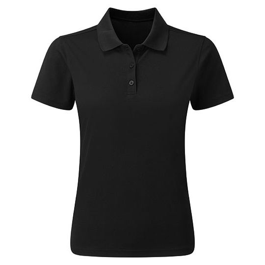 Koszulka Polo Damska Odprowadzająca Wilgoć Poliester Recyklingowy PW633 - Black (ca. Pantone Black C)