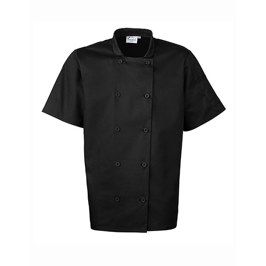 Kurtka Kucharska Unisex Krotki Rekaw Twill PW656 - Black (ca. Pantone Black C)