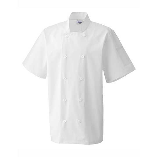 Kurtka Kucharska Unisex Krotki Rekaw Twill PW656 - White