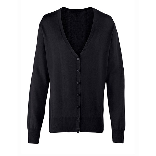 Kardigan Damski Klasyczny Dzianina Bawełniana PW697 - Black (ca. Pantone Black C)
