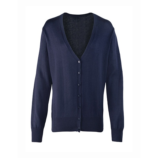 Kardigan Damski Klasyczny Dzianina Bawelniana PW697 - Navy (ca. Pantone 2378C)