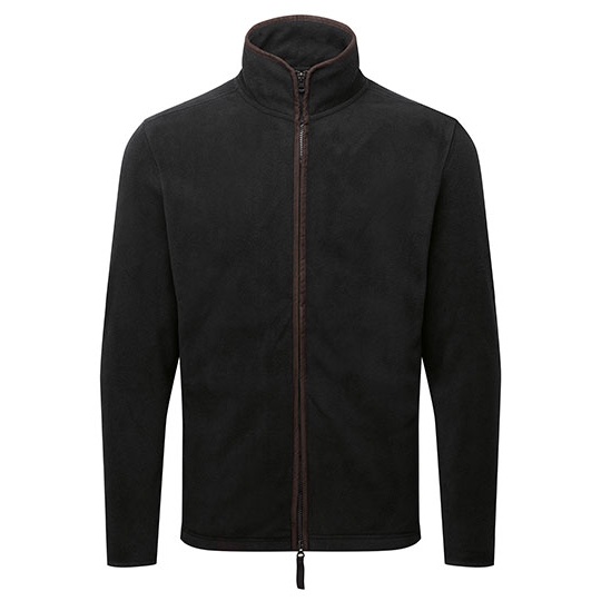 Bluza Meska Z Zamkiem Polarowa PW823 - Black (ca. Pantone Black C) & Brown (ca. Pantone 4975C)