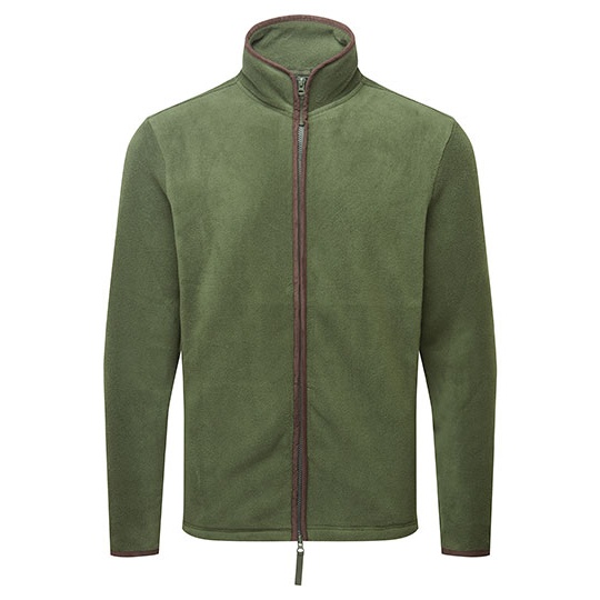 Bluza Meska Z Zamkiem Polarowa PW823 - Moss Green (ca. Pantone 2410C) & Brown (ca. Pantone 4975C)