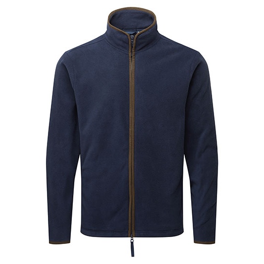 Bluza Meska Z Zamkiem Polarowa PW823 - Navy (ca. Pantone 533C) & Brown (ca. Pantone 4975C)