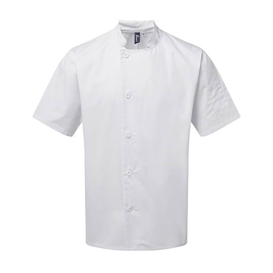 Fartuch Kucharski Krotki Rekaw Twill Poliester Bawelna PW900 - White