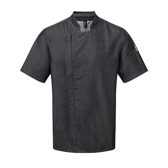 Kurtka Kucharska Krotki Rekaw Denim Bawelna Twill PW906 - Black Denim (ca. Pantone 426C)