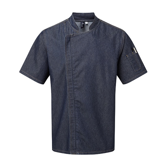 Kurtka Kucharska Krotki Rekaw Denim Bawelna Twill PW906 - Indigo Denim (ca. Pantone 2380C)