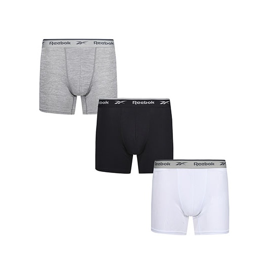 Meskie Bokserki Sportowe Poliester Elastan RBK8261 - Black & White & Grey Marl