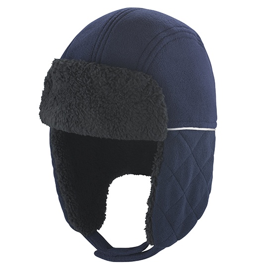 Czapka Traperka Ocieplana Wiatroszczelna RC32 - Navy & Black