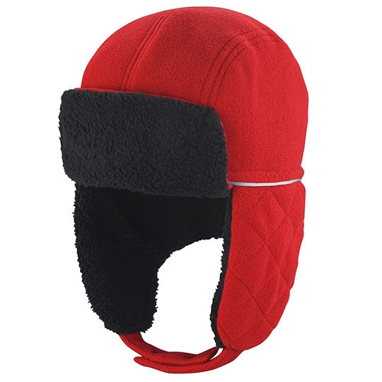 Czapka Traperka Ocieplana Wiatroszczelna RC32 - Red & Black