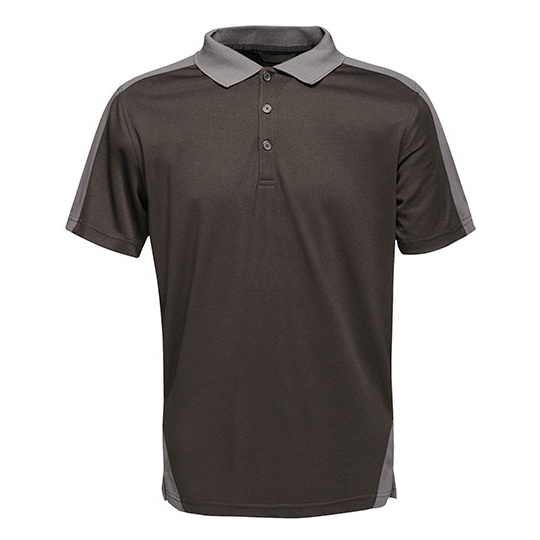 Koszulka Polo Meska Szybkoschnaca Poliestrowa RG1740 - Black & Seal Grey (Solid)